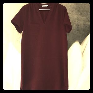 Burgundy shift dress
